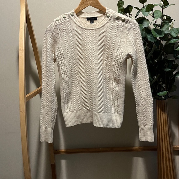 J. Crew 100% Wool Cream Long Sleeve Sweater - Picture 1 of 4